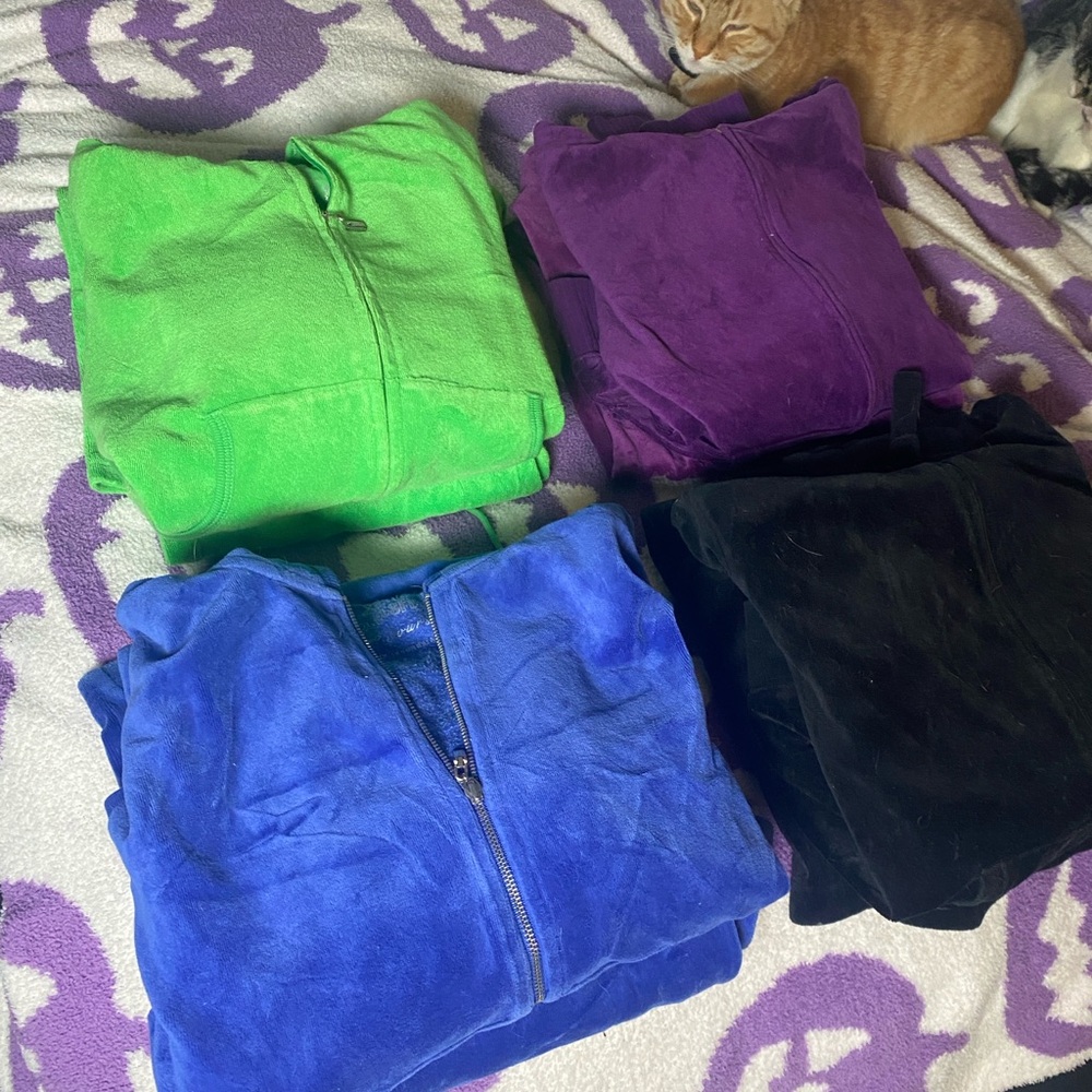 Colorful Zip-Up Track Suit (Velvet or Green Terry Cloth)